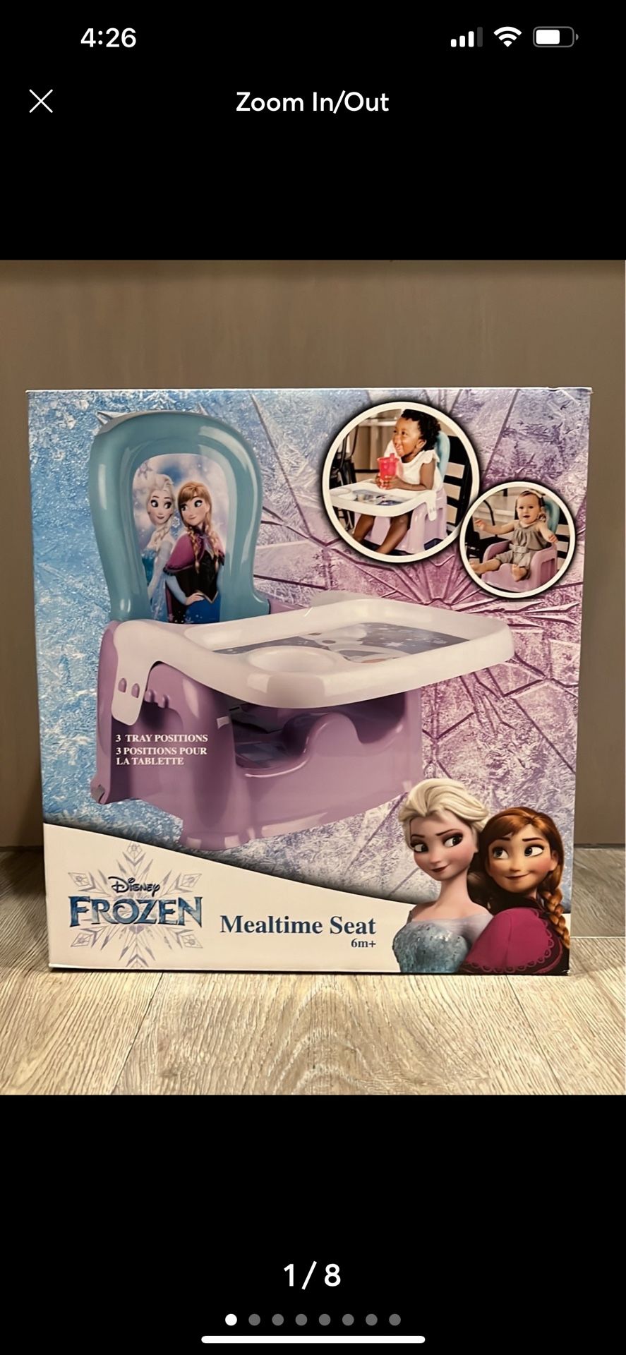 Disney Frozen Mealtime Baby Toddler Booster Seat with Adjustable Tray