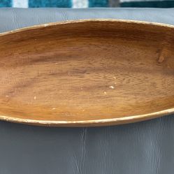 VTG Handcarved Monkey Pod Wood Dish From Hawaii 13x3.5”