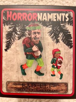 Zombie Santa and elf horror ornaments