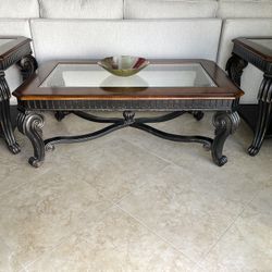 Cocktail Coffee Table And 2 End Tables