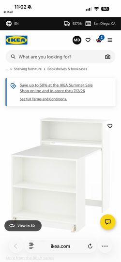IKEA - BILLY bookcase with foldable table 00579755