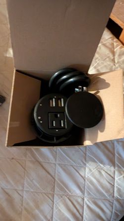 Round Recessed Desktop Power Grommet with USB Charging Ports