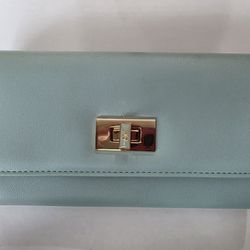 Anne Klein Faux Leather Continental Flap Wallet In Seaglass Green NWOT
