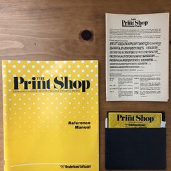 Vintage and Rare 1985 ‘THE PRINT SHOP’ Reference Manual plus disk for Apple II+, IIe and IIc, by Broderbund Software