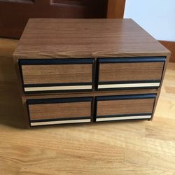 Lot 2 Vintage Faux Wood Grain VHS Video Tape Drawer Storage Cabinets