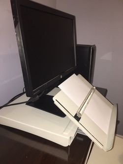 Two Free Monitor Stand with Document Holder Metal Riser
