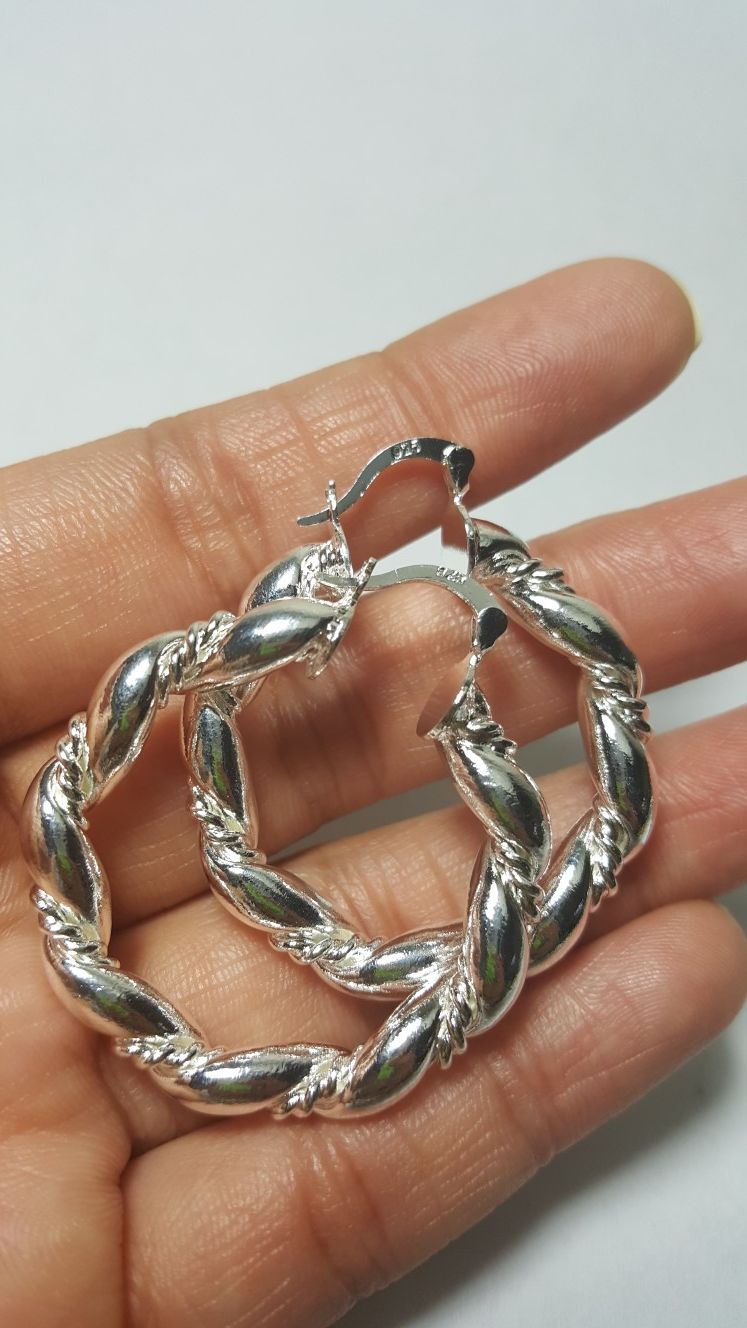 925 silver plated Pretty cute charms women Hoop Earrings *Shipping Only* - ERG