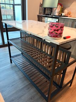 Kitchen Island with Two Small Stools