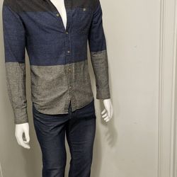 Shirt  Blue  And Gray  Xs