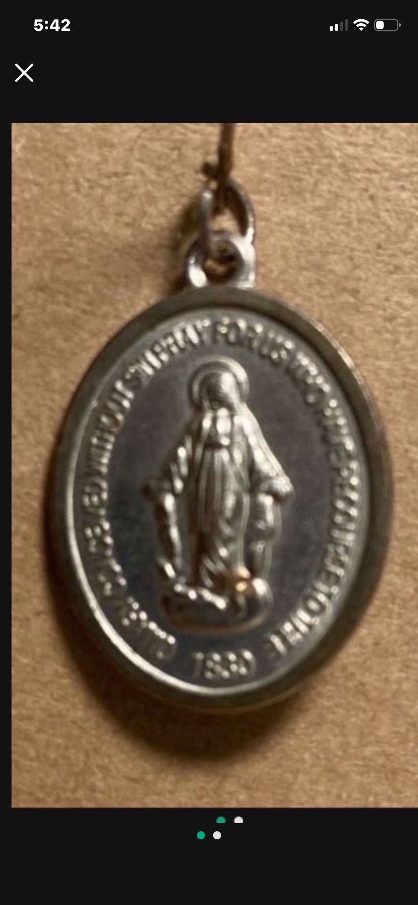 Silver Toned Virgin Mary Pendant