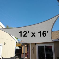 $35 (Brand New) Rectangle 12x16 FT Sun Shade Sail Outdoor Top Cover w/ Ropes (Beige or Gray color)