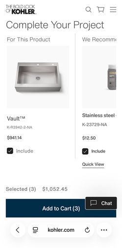 Kohler Vault Apron-Front Stainless Steel Kitchen Sink