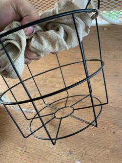 Black Metal Wire Basket with Burlap Liner