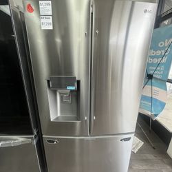 Now Only $1299, LG Refrigerator, 3 Door French Door, One Year Warranty