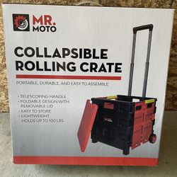 Collapsible Rolling Crate, New. 