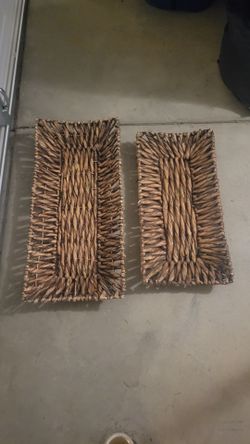 Set of decorative rustic woven baskets