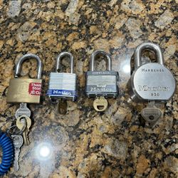 Three Master Padlocks One Brinks Padlock