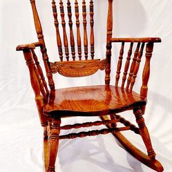 Vintage Rocking Chair, Oak, Pressed Back Style