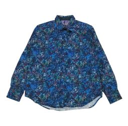 Robert Graham Abstract Shirt Mens XL Blue Mosaic Splash Button Up Long Sleeve