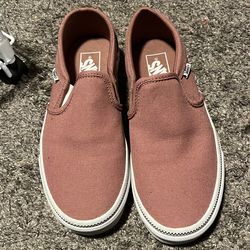 Vans pink canvas slip-on sneakers