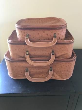 Vintage 1950's 3 piece Kids Toy Luggage Suitcase Set