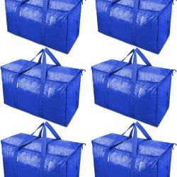  6 Pack Extra Large Moving Bags with Zippers & Carrying Handles, Heavy-Duty Storage Tote for Space Saving Moving Storage

