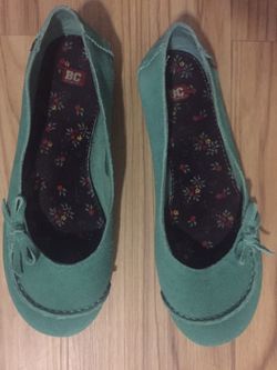 Green ballet flats 8.5