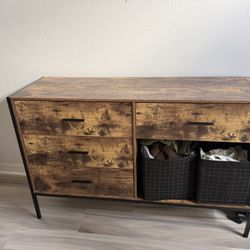 Wood And Black Dresser