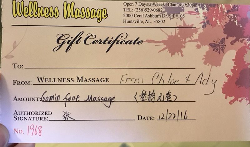 Wellness Massage Foot Massage on Cecil Ashburn