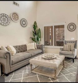 Gray Tufted Chesterfield Sofa