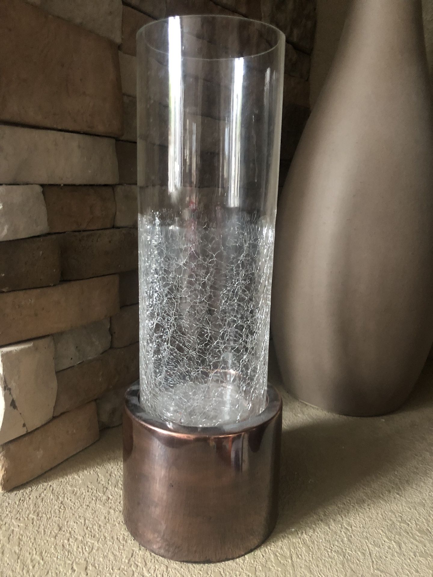 Round Glass Pillar Candleholder 