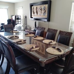 8 Chair & Glass Top Dining Table
