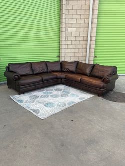 *Free Delivery* Brown Bernhardt Leather Sectional Couch Sofa