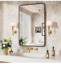 Two mirrors 24" x 36" Bathroom Mirror Black Bathroom Mirrors for Over Sink Modern Bathroom Vanity Mirror for Bedroom Entryway or Living, Metal Framed 