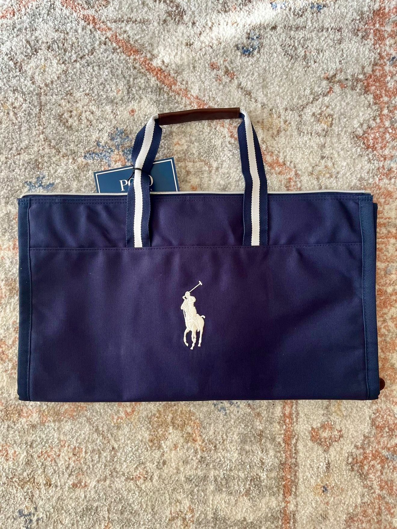 POLO RALPH LAUREN WEEKENDER HOLDALL LUGGAGE TRAVEL 2-IN-1 CONVERTIBLE DUFFLE/GARMENT BAG, NAVY