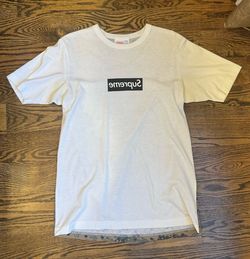 White & Camo Supreme Comme Des Garcons Box Logo Tee Size S