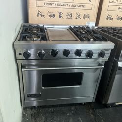 Viking 36”Wide Dual Fuel Range Stove In Stainless Steel