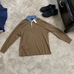Abercrombie & Fitch Oversized Brown Collared Long Sleeve 