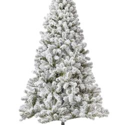 King Of Christmas 7ft Snow Flocked Hinged Artificial Christmas Tree Unlit Prince Flock Holiday Decor