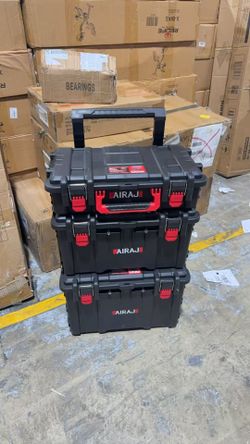 AIRAJ 3 Tier Rolling Tool Box Heavy Duty, Stackable Tool Box with Wheels
