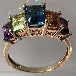 14k Gold Multi Colour Gems 
