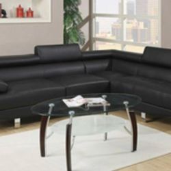 New Black Sectional Sofa Couch 