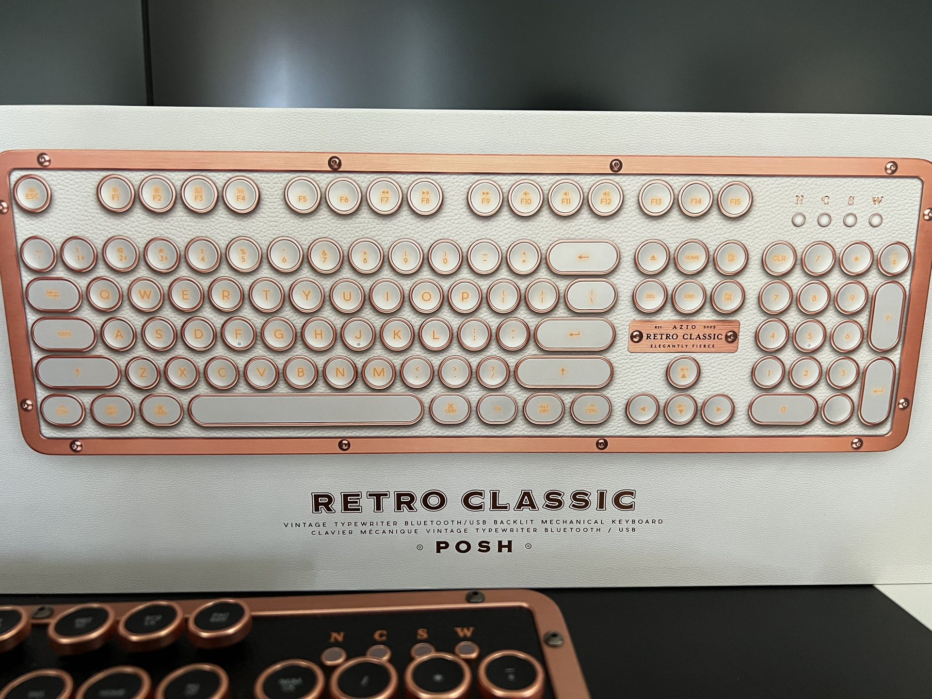White and Rose Gold Retro Keyboard