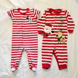 Christmas onesies baby 12 months both for $5