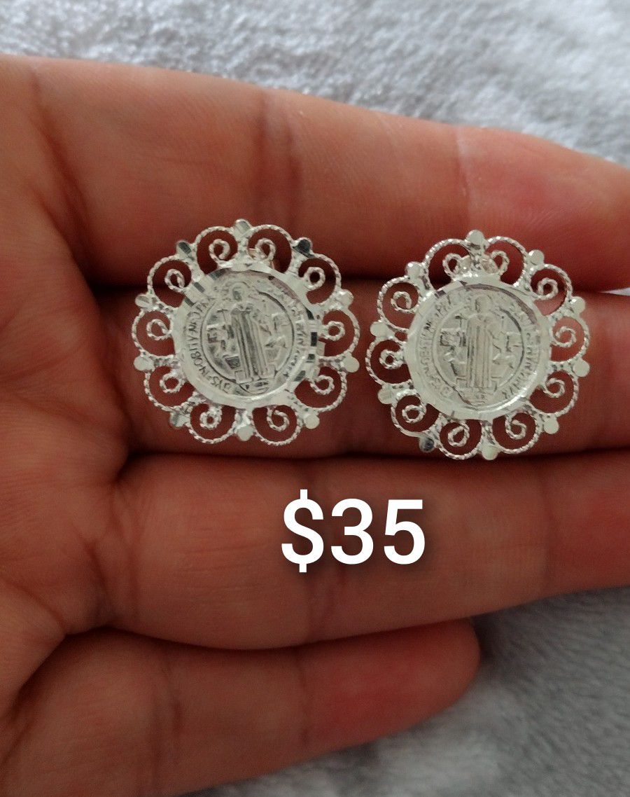 925 Sterling Silver Earrings/Aretes De Plata 925 