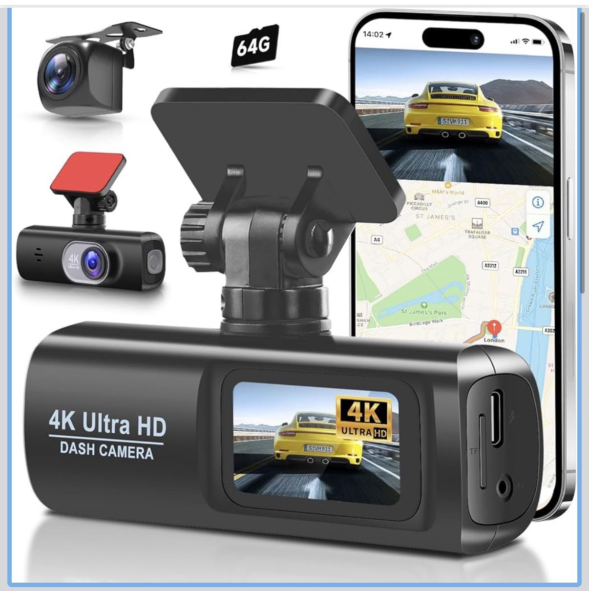 Dash Cam 4K Front and Rear