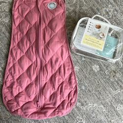 Dreamland Baby Bamboo Viscose Swaddle Sleep Sack (0-6 Months). 1.0 TOG Ultra Soft Swaddle Blanket w/Built in Band. 97% Viscose, 3% Spandex (Rose)
