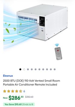 NEW & SEALED - ELEXNUX 2500 BTU (DOE) 110-Volt Vented Small Room Portable Air Conditioner Remote Included