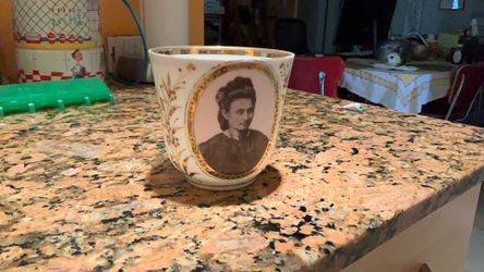 Antique Victorian  mourning cup  porcelain rare, unusual funeral gothic