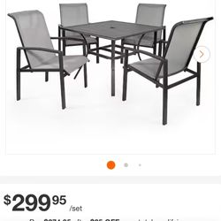 5 Piece Square Outdoor Patio Set